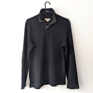 Banana Republic Black Half-Zip Sweater With Corduroy Elbow Patches In Size M